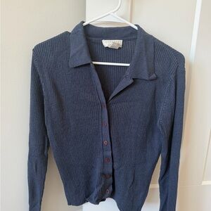 Express Navy Button-Up Cardigan